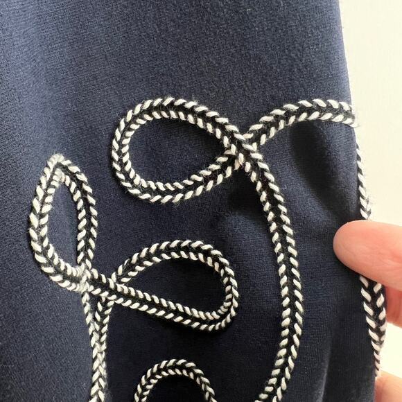 Ann Taylor SMALL Dark Blue Mini Shift Dress Long Balloon Sleeve Scoop Neck - Picture 7 of 10